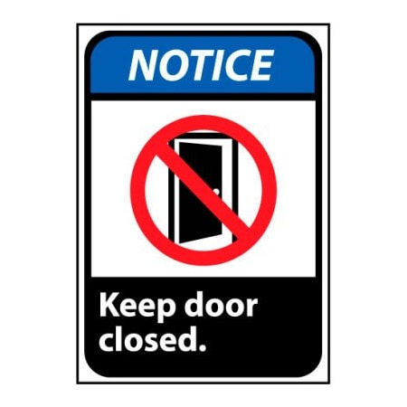 National Marker Co Notice Keep Door Closed Sign, 10''W x 14''H, Rigid Plastic NGA4RB